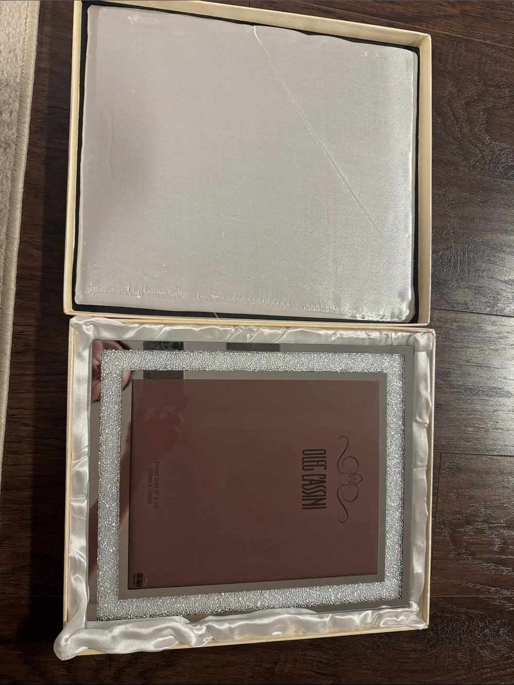 Oleg Cassini Silver Glitter and Chrome Accent Picture Frame